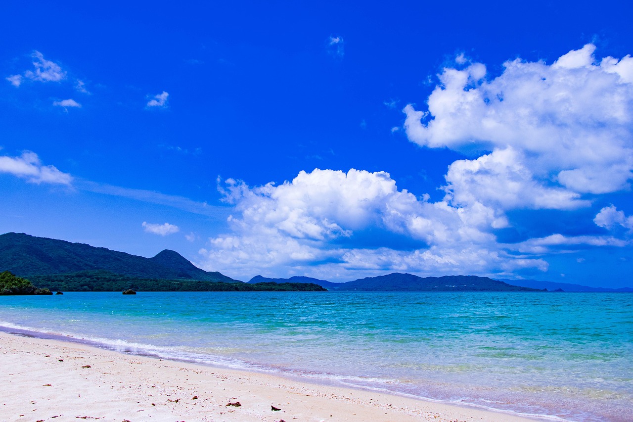 Pristine beach on Ishigaki Island, Okinawa — a tropical escape and standout among the most laid-back places to visit in Japan Turquoise water and white sand beach on Ishigaki Island, Okinawa, with palm trees and clear sky