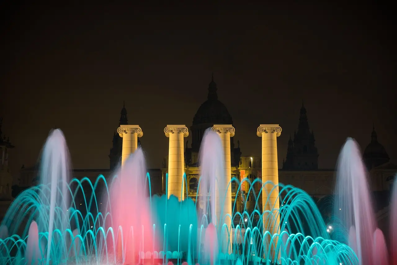 Magic Fountain of Montjuïc during nighttime light and music show in Barcelona
