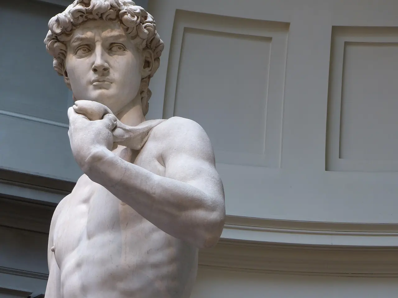 Michelangelo's David statue in the Accademia Gallery, Florence
