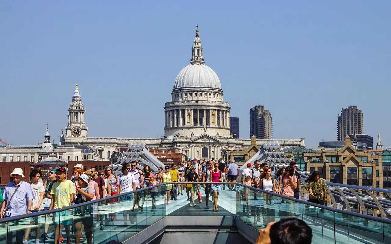 View from St. Paul's Cathedral dome overlooking London skyline