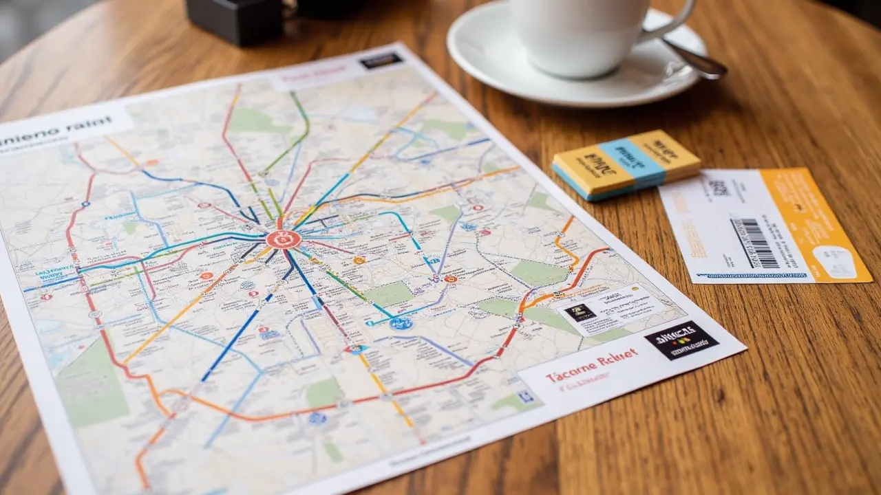 Roma Pass card next to metro ticket and map of Rome