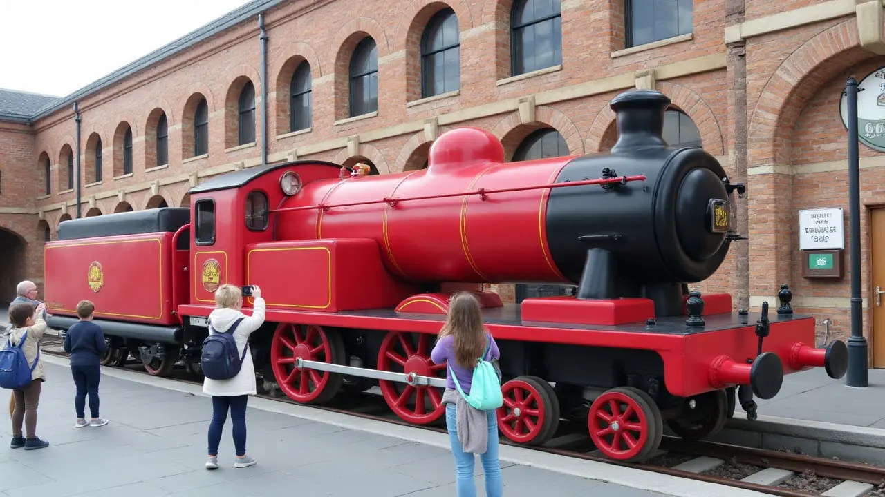 Hogwarts Express locomotive at Harry Potter Studio Tour entrance