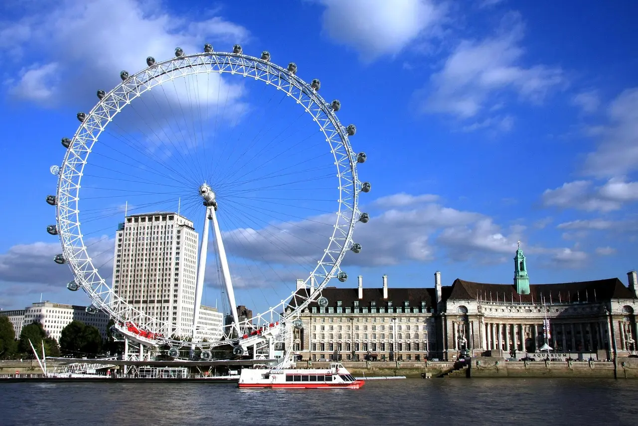 London Eye at twilight with city lights glowing below